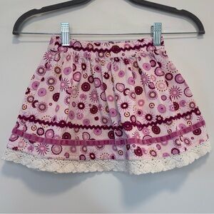 Hanna Andersson Purple Floral Corduroy Pull-On Skirt Girl Size 4/100 cm